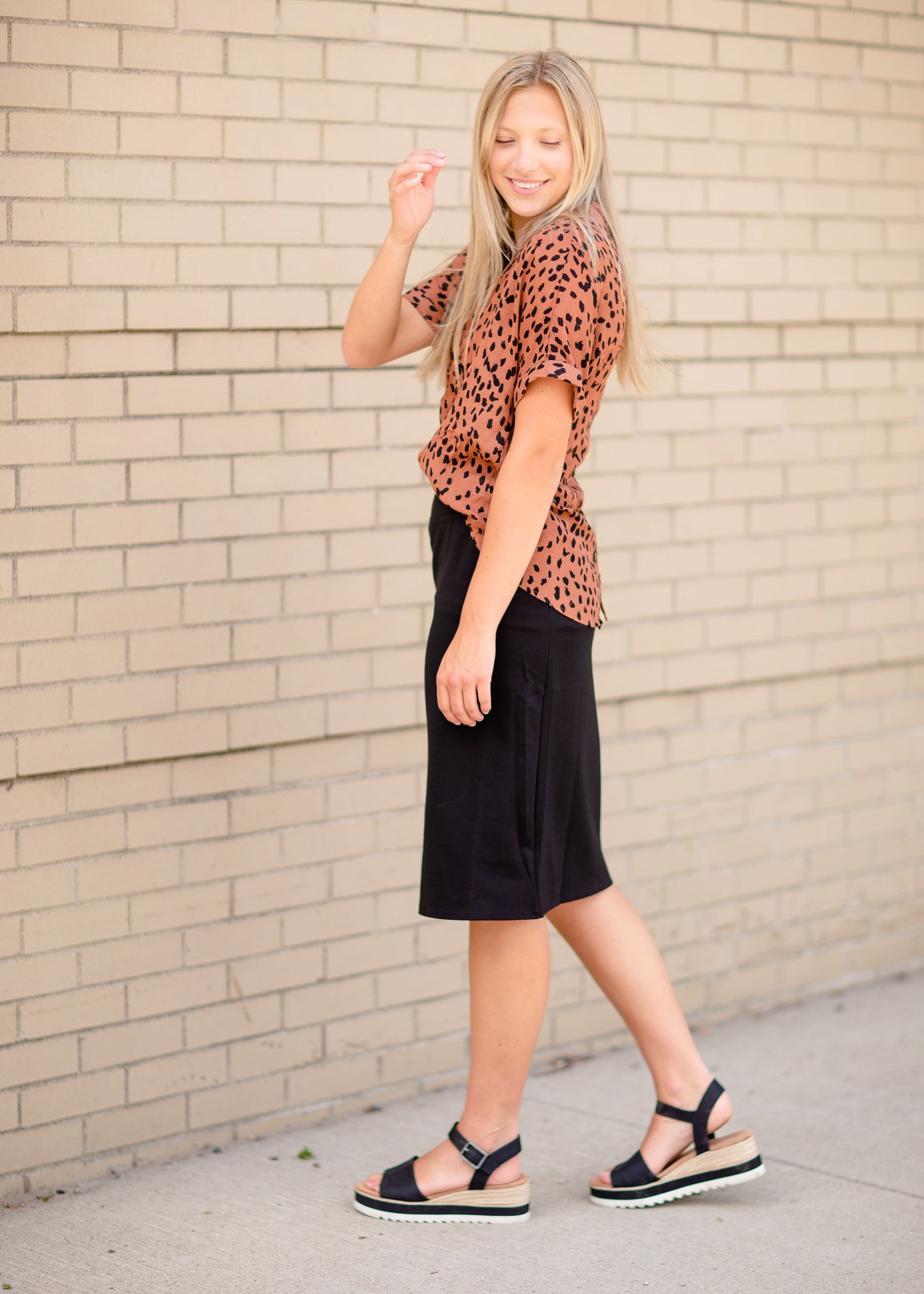 Cheetah Print Front Pocket Top Tops