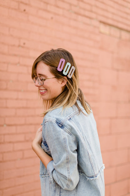 chunky glitter rectangle girls hair clips