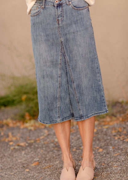 Claire Pencil Fit A-line Denim Skirt Skirts Inherit