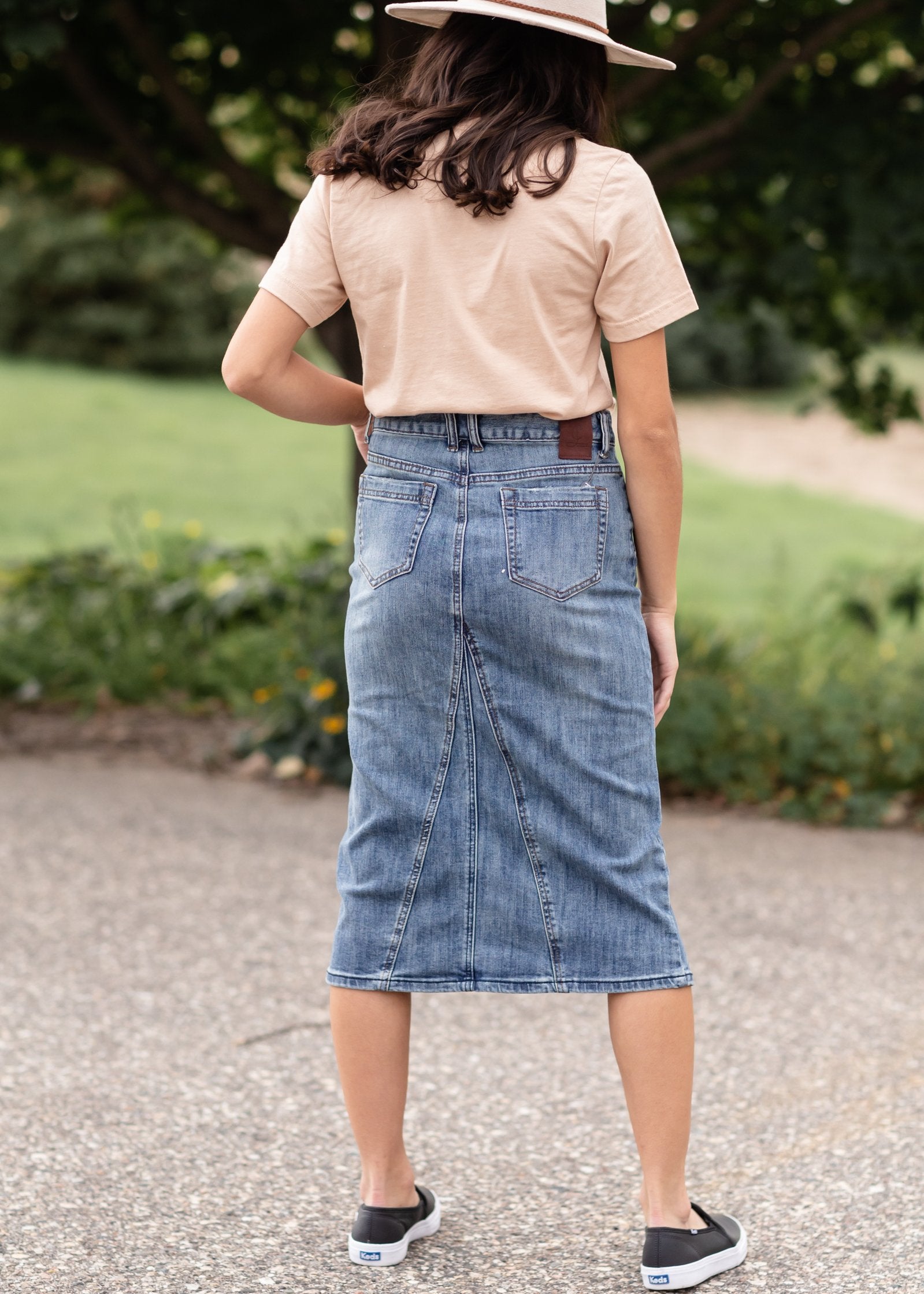 Claire Pencil Fit A-line Denim Skirt Skirts Inherit