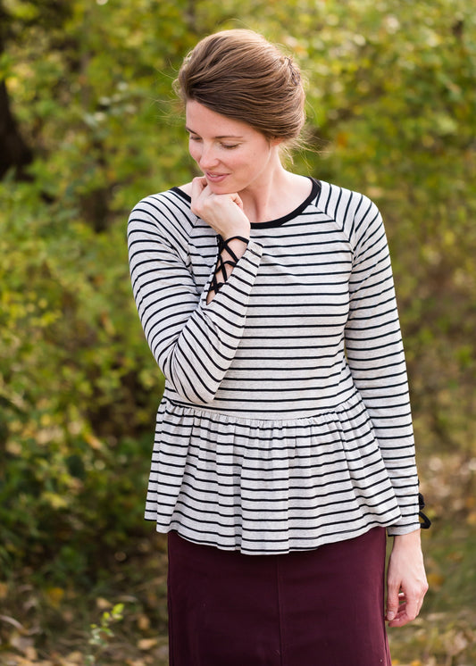 Classic Stripe Peplum Top - FINAL SALE Tops