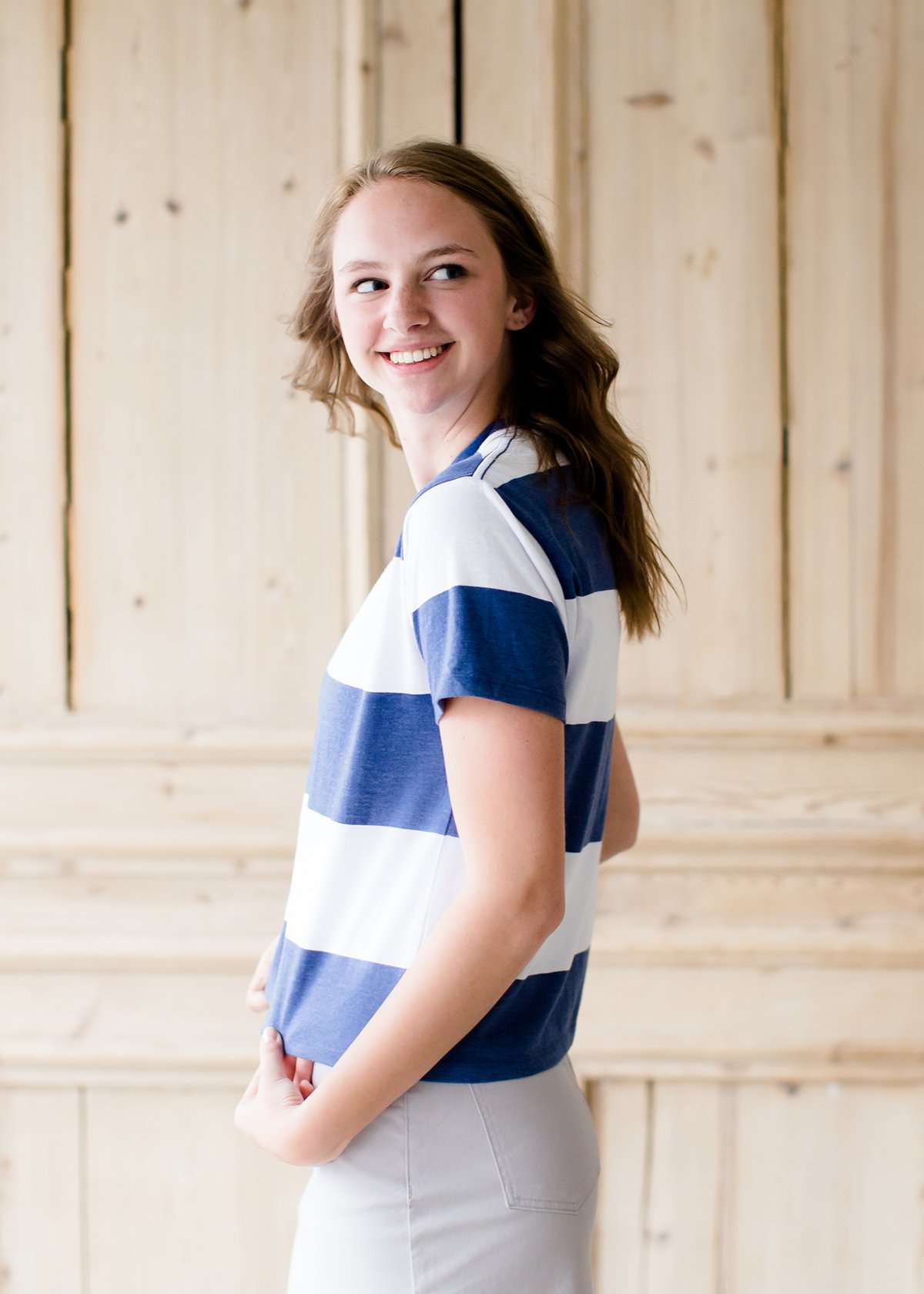 blue and white stripe z supply tee