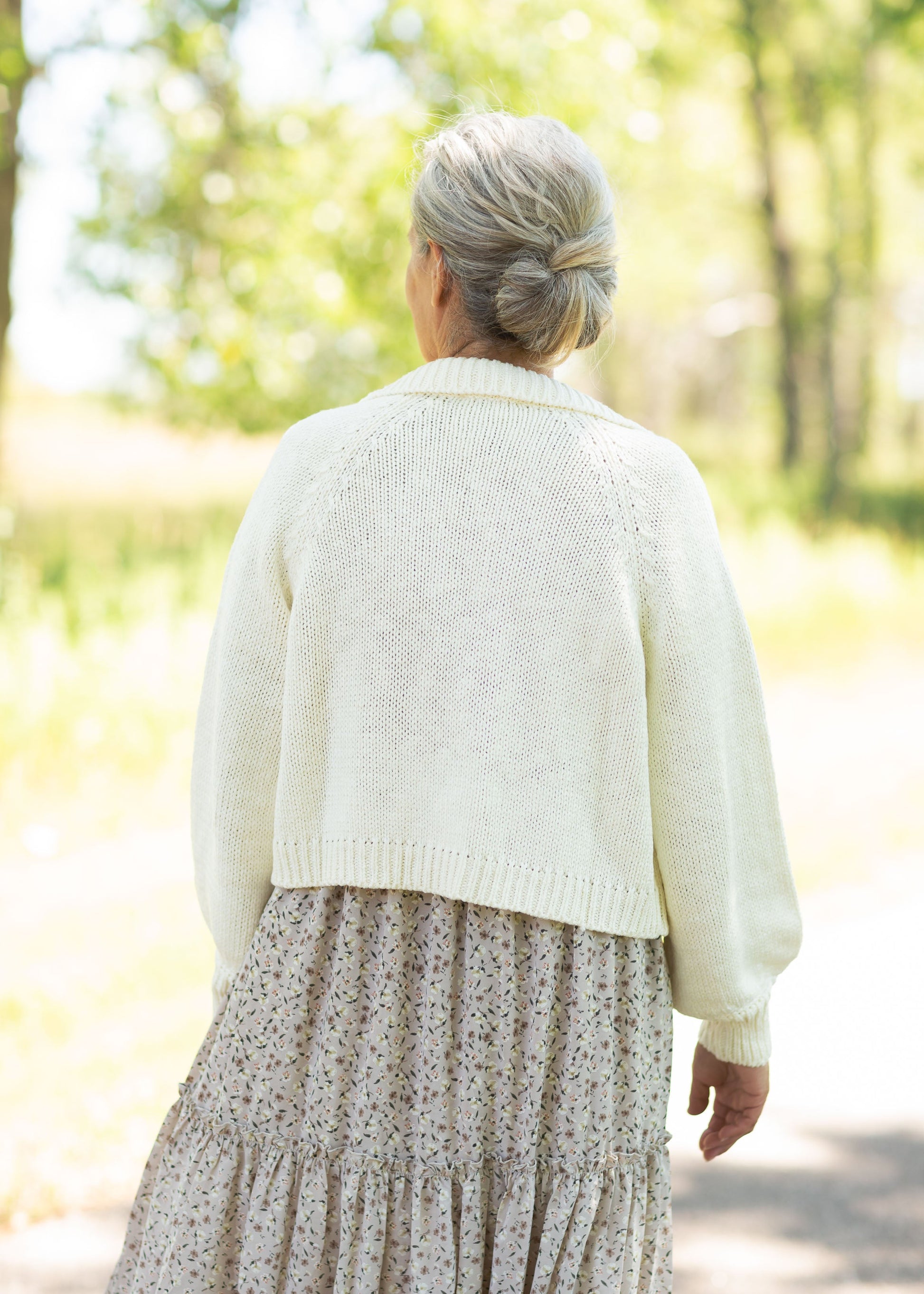 Cream Button Up Sweater Tops