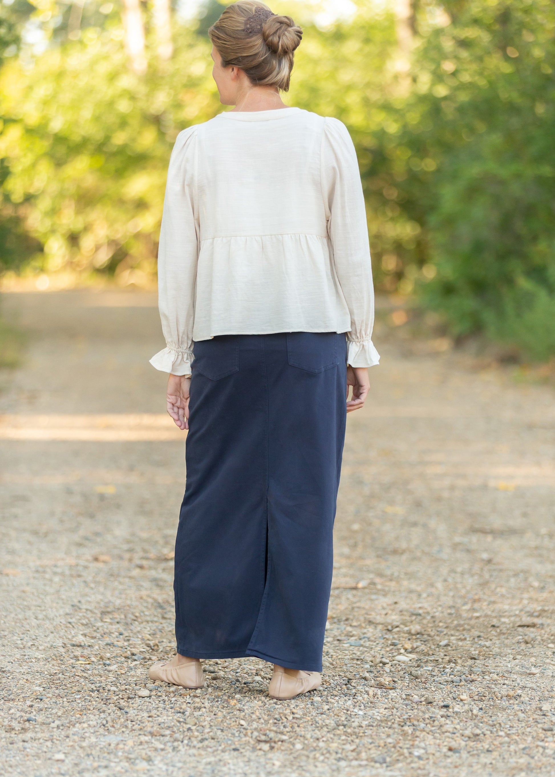 Cream Cinched Sleeve Button Up Top Tops