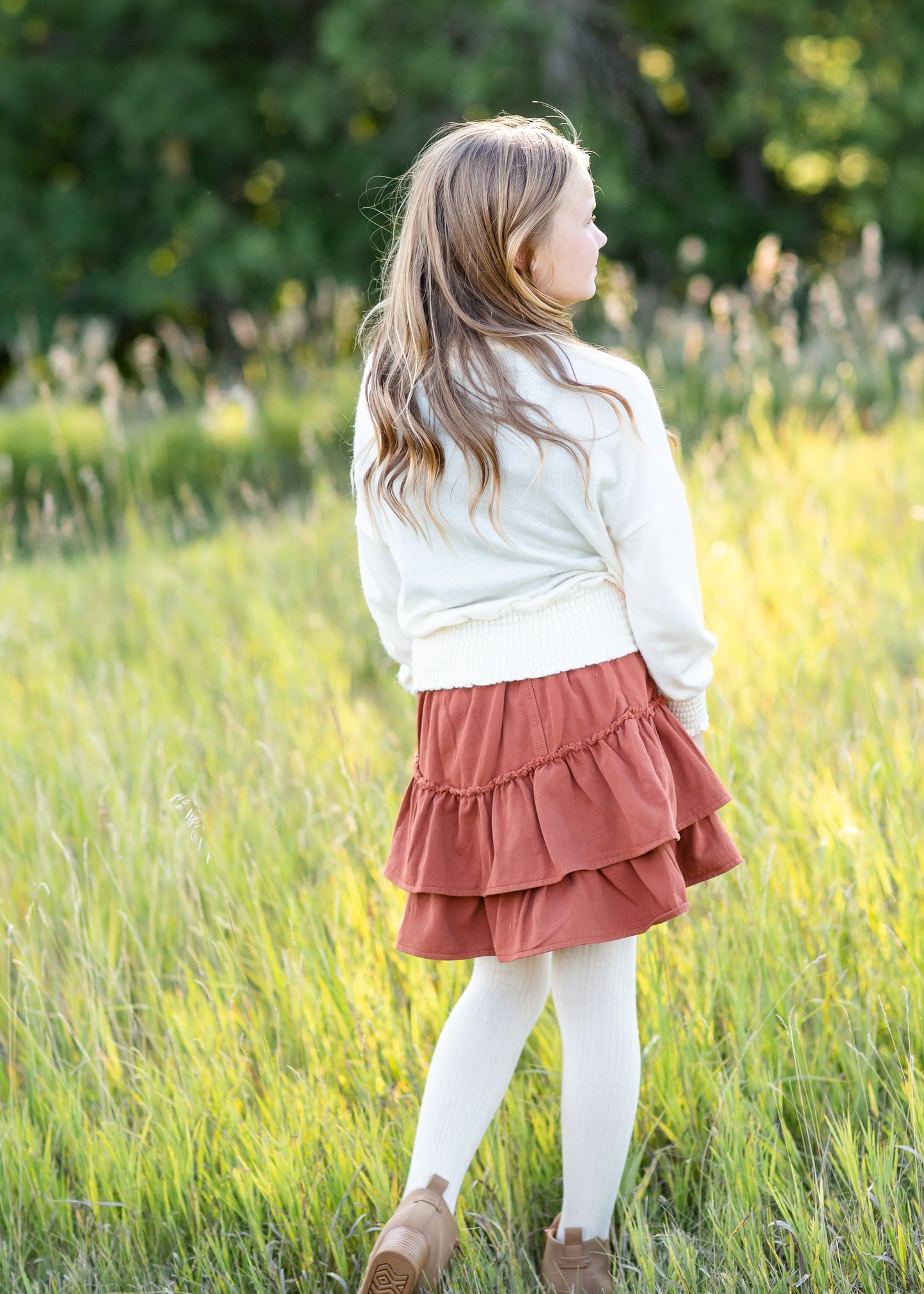 Cream Cinched Waist Long Sleeve Top Girls