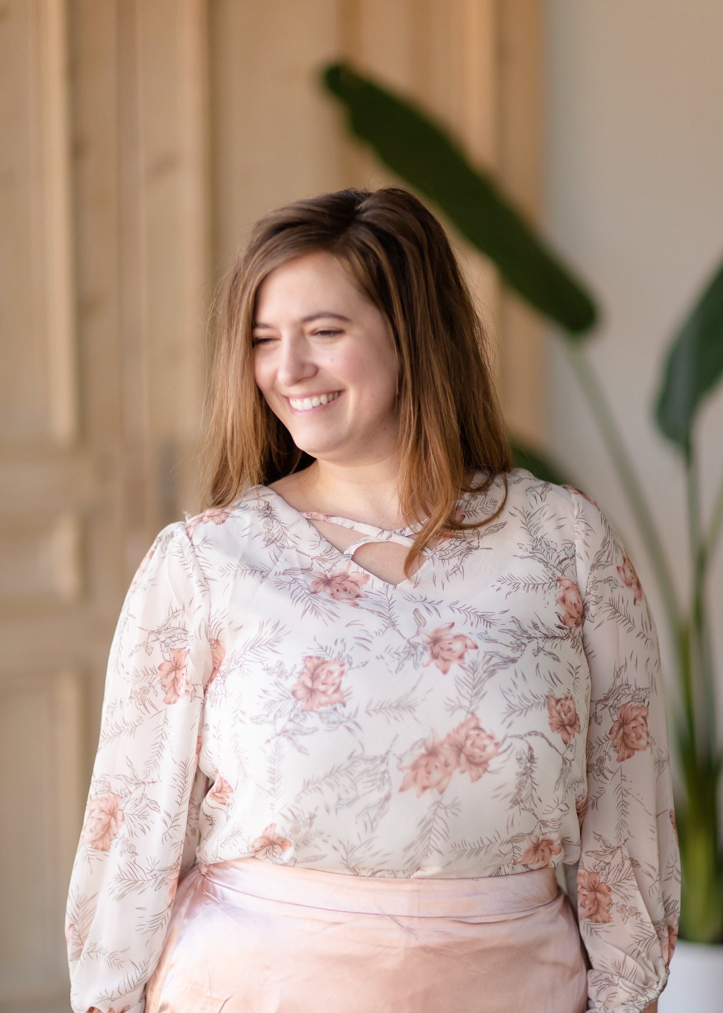 Cream Floral Flowy Blouse - FINAL SALE Tops