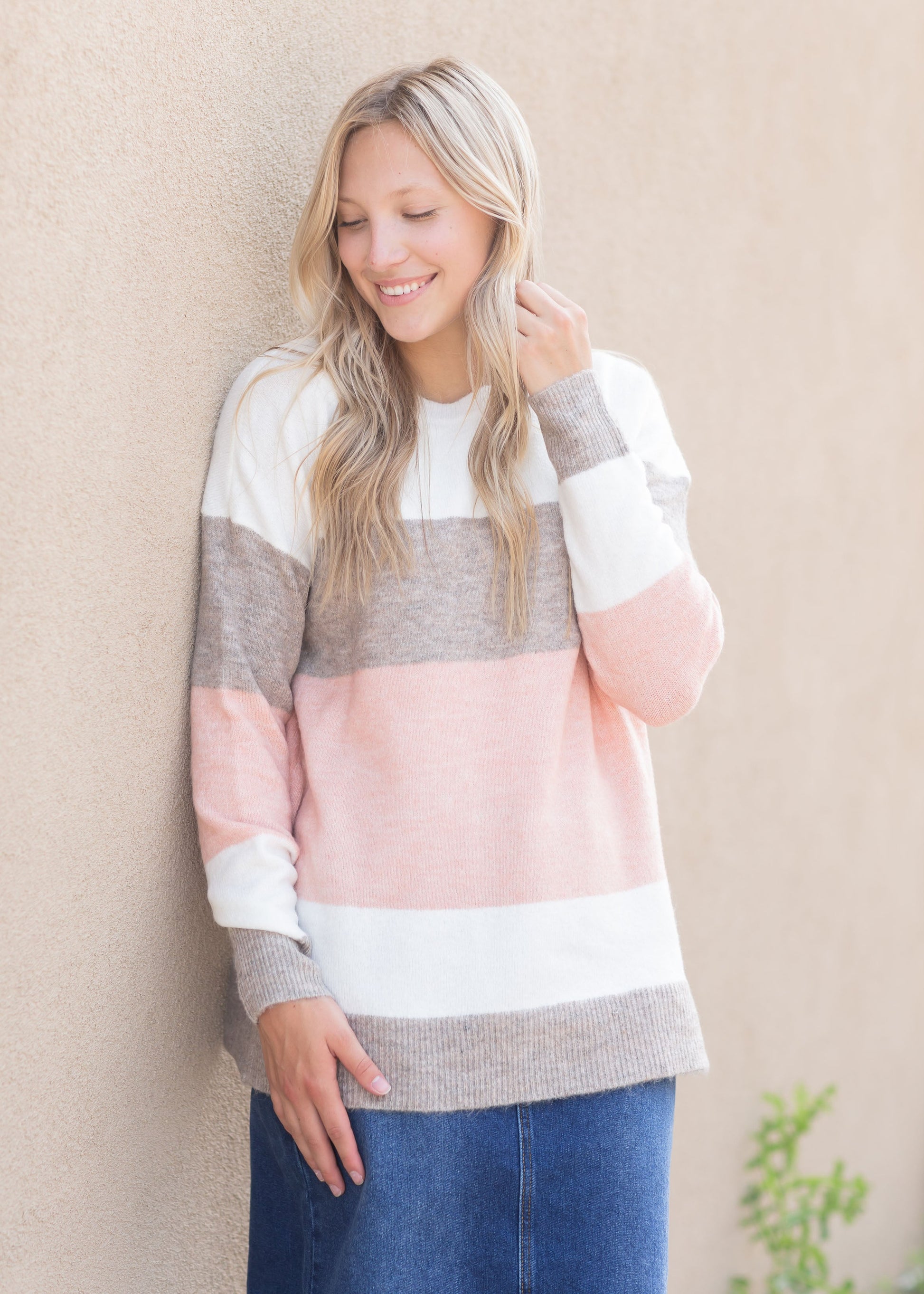 Crew Neck Long Sleeve Sweater Tops