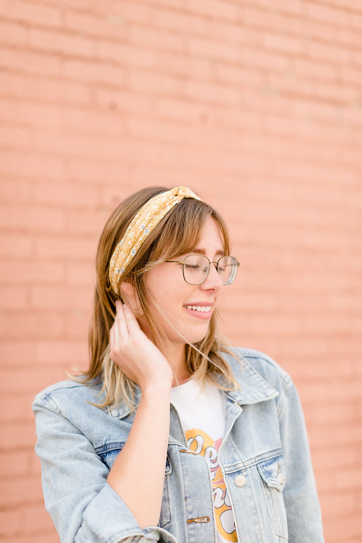 Criss Cross Style Headband Accessories Mini Yellow Floral