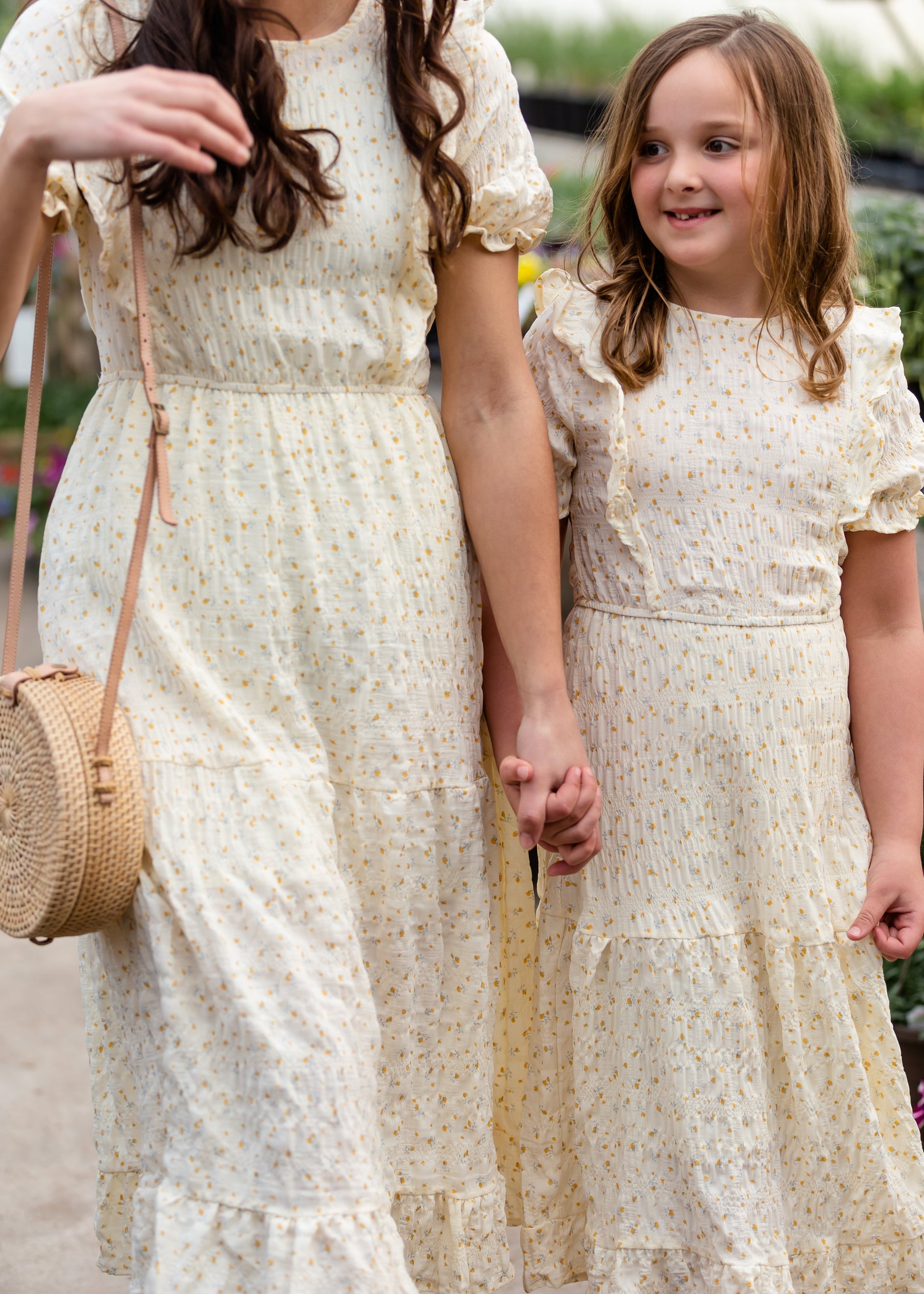 Dainty Ruffle Sleeve Midi Dress Dresses Yellow