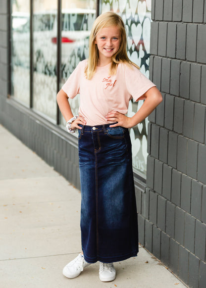 Dark Wash Long Denim Jean Skirt Skirts