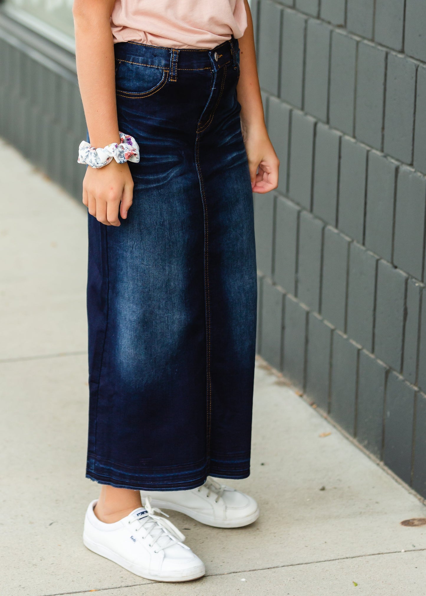 Dark Wash Long Denim Jean Skirt Skirts