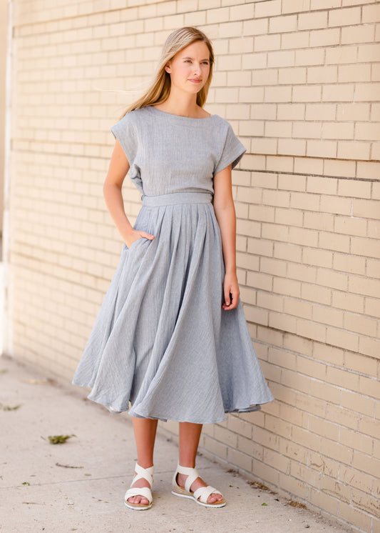 Denim Blue High Waisted Skirt Skirts