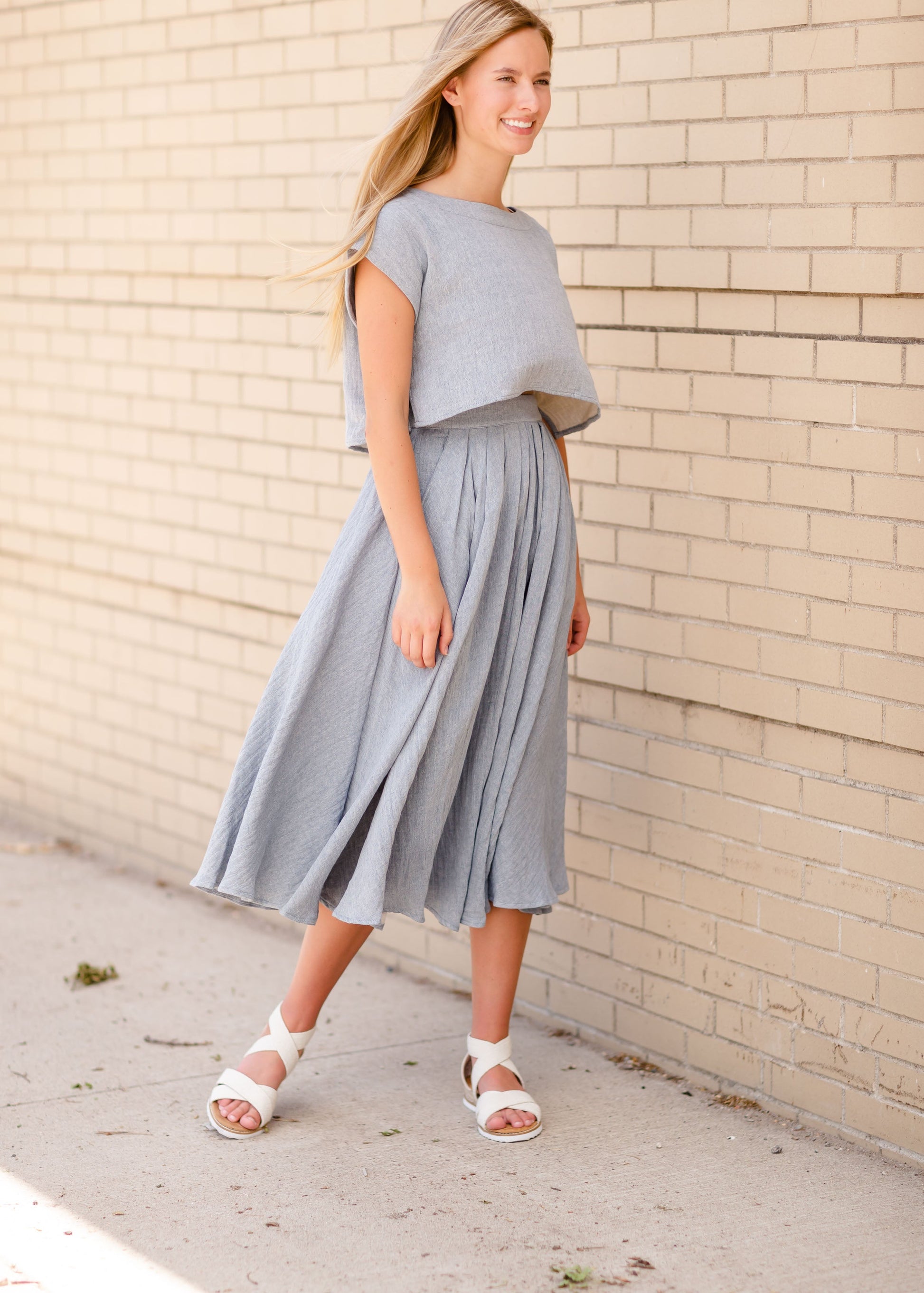 Denim Blue High Waisted Skirt Skirts