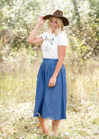 Denim Double Button Midi Skirt - FINAL SALE Skirts