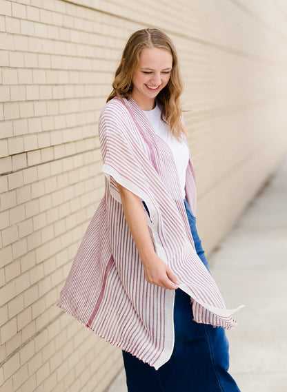 cream and red light weight one size fits all kimono