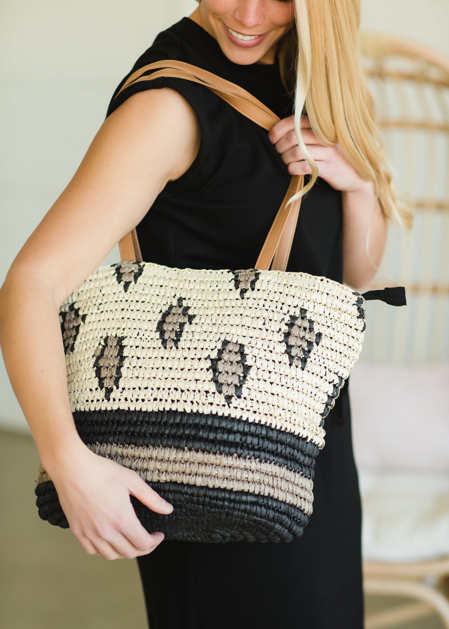 Diamond + Striped Straw Bag - FINAL SALE Home + Lifestyle