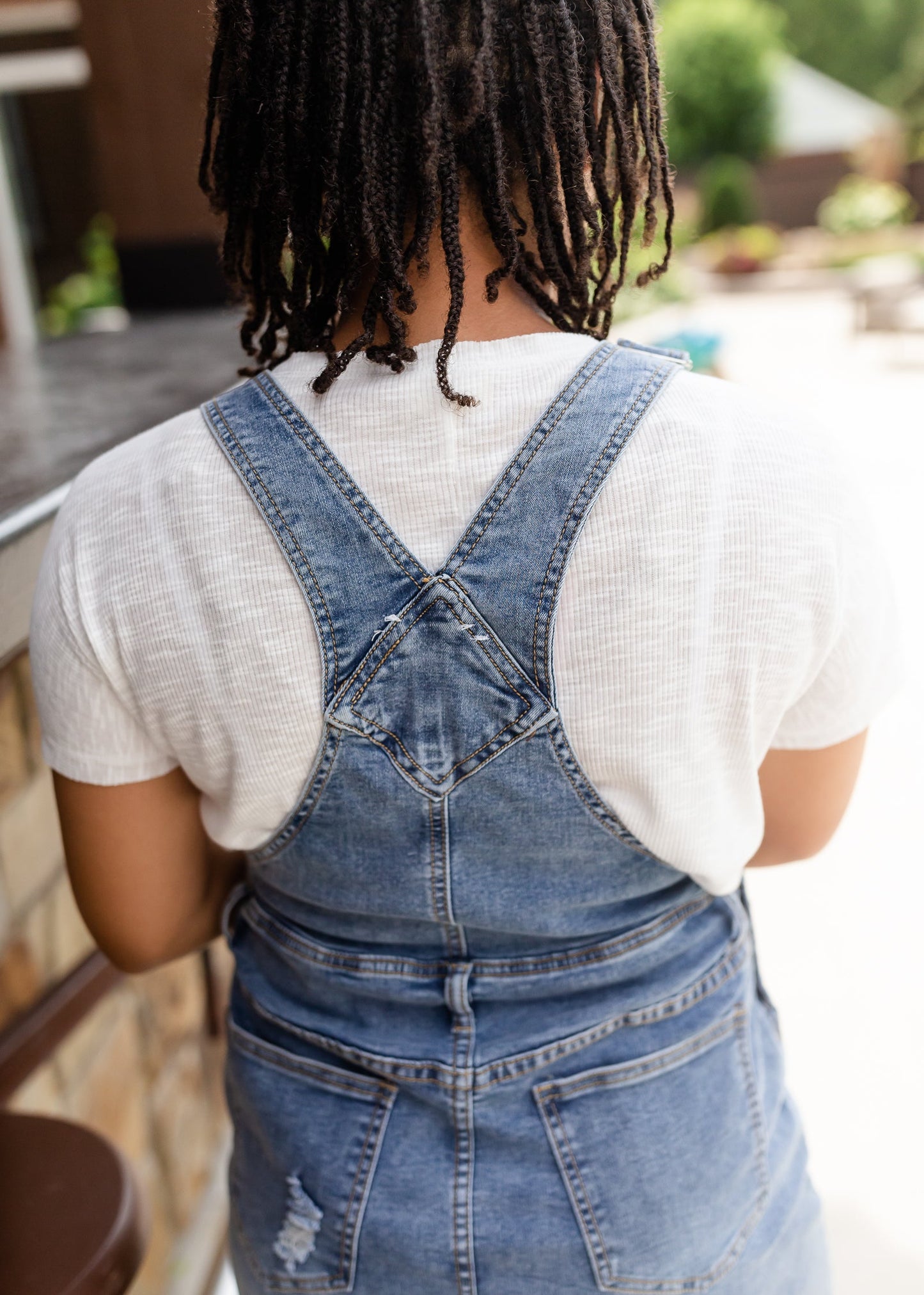 Distressed Classic Denim Overall Dress Dresses