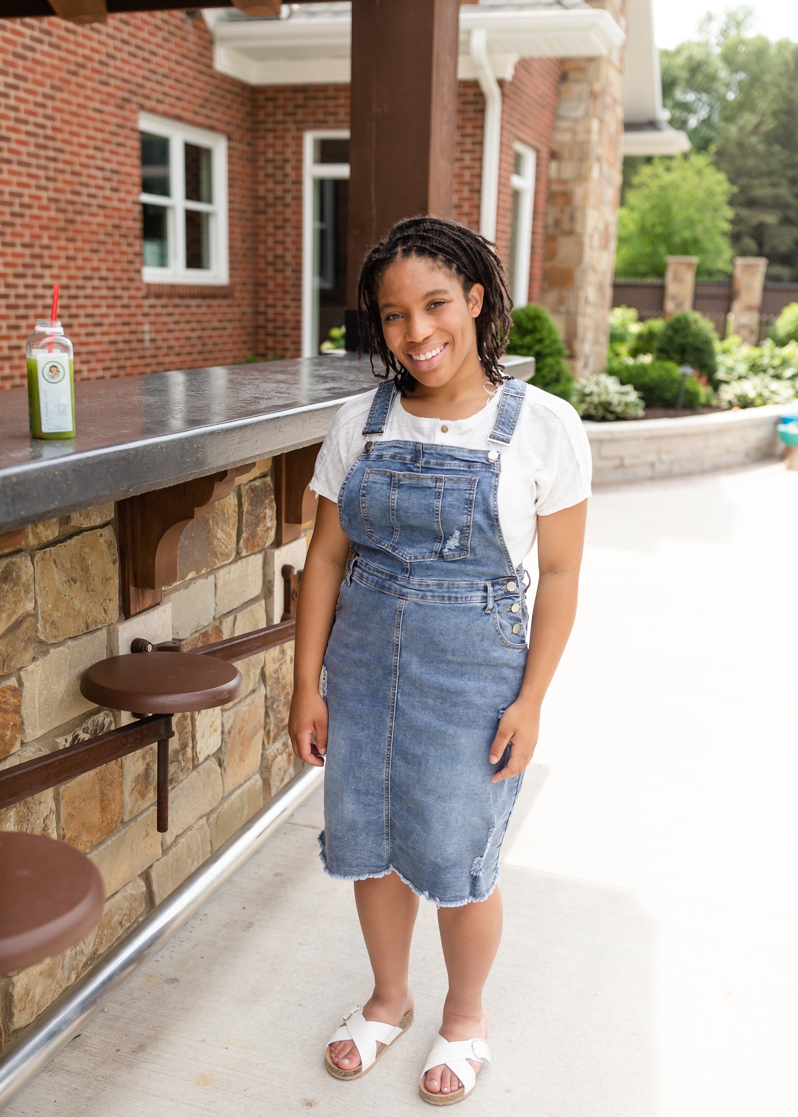 Distressed Classic Denim Overall Dress Dresses