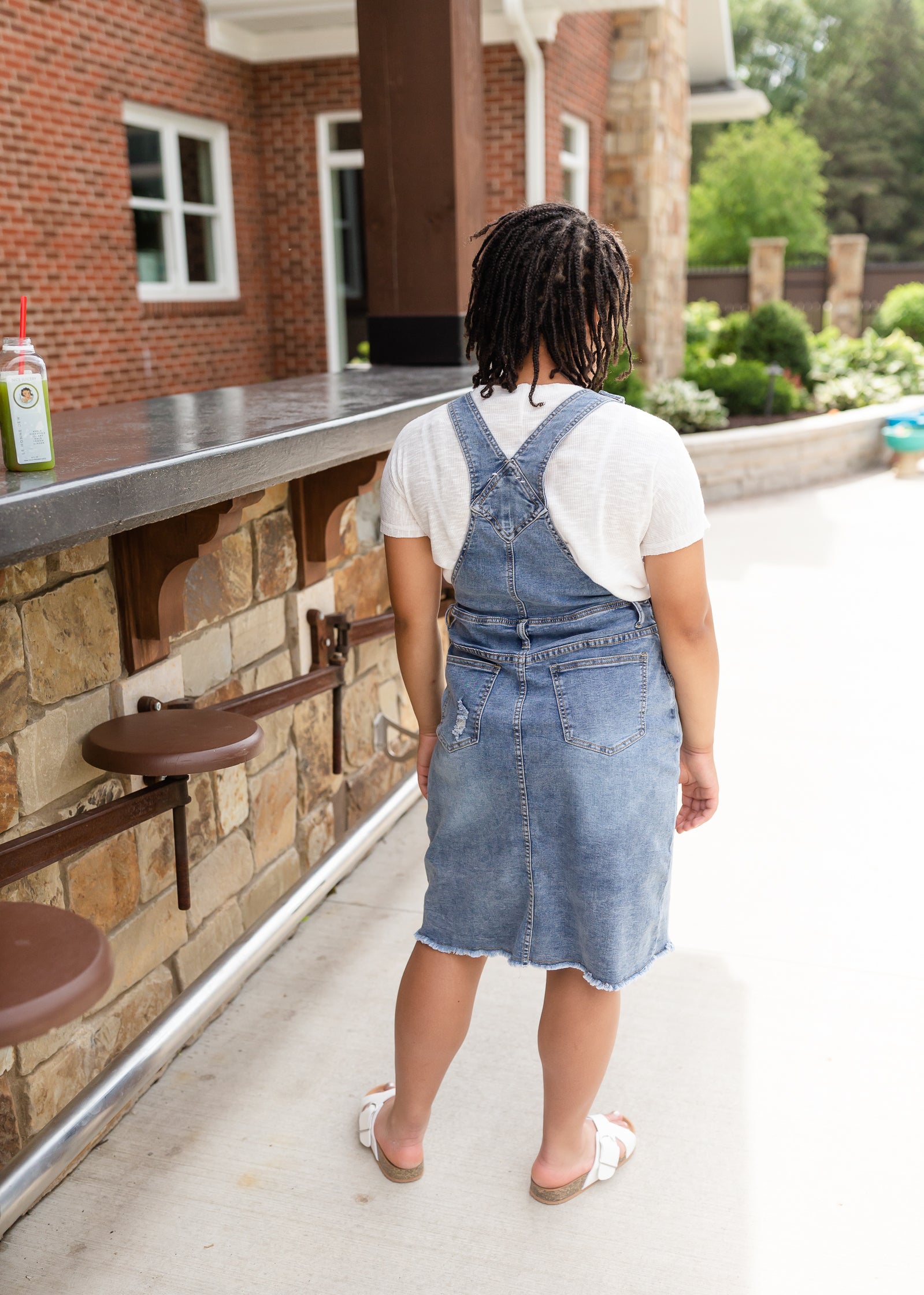 Distressed Classic Denim Overall Dress Dresses