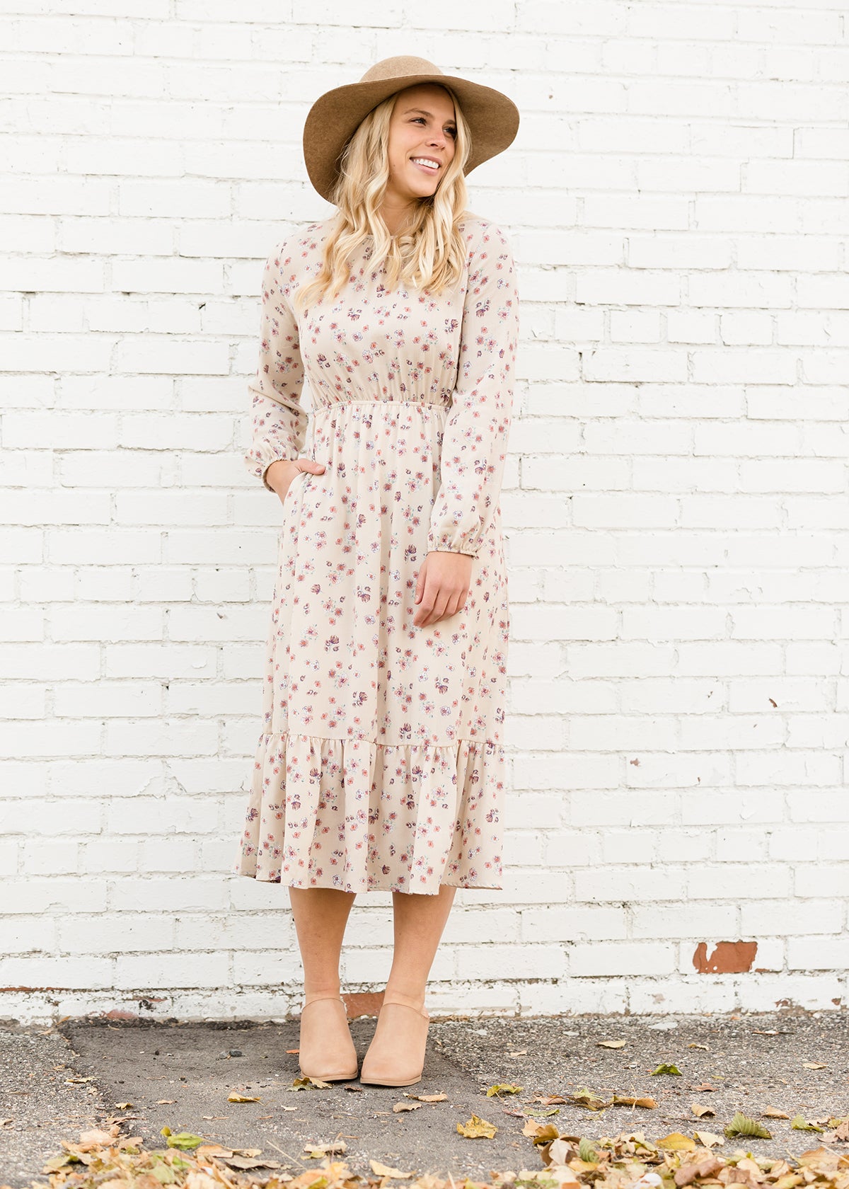 Ditsy Print Cream Floral Midi Dress - FINAL SALE Dresses