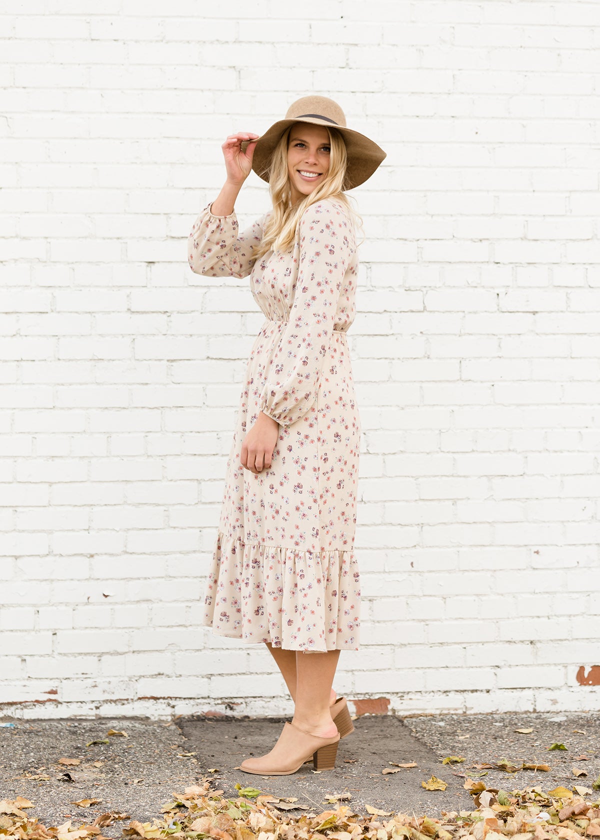 Ditsy Print Cream Floral Midi Dress - FINAL SALE Dresses