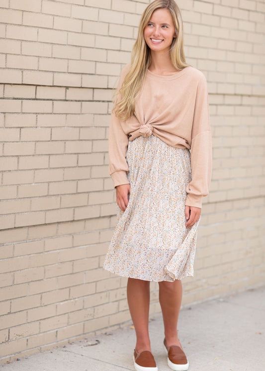 Ditsy Print Pleated Midi Skirt Skirts