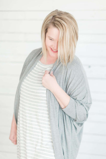 plus size women's dolman cardigan in heather gray