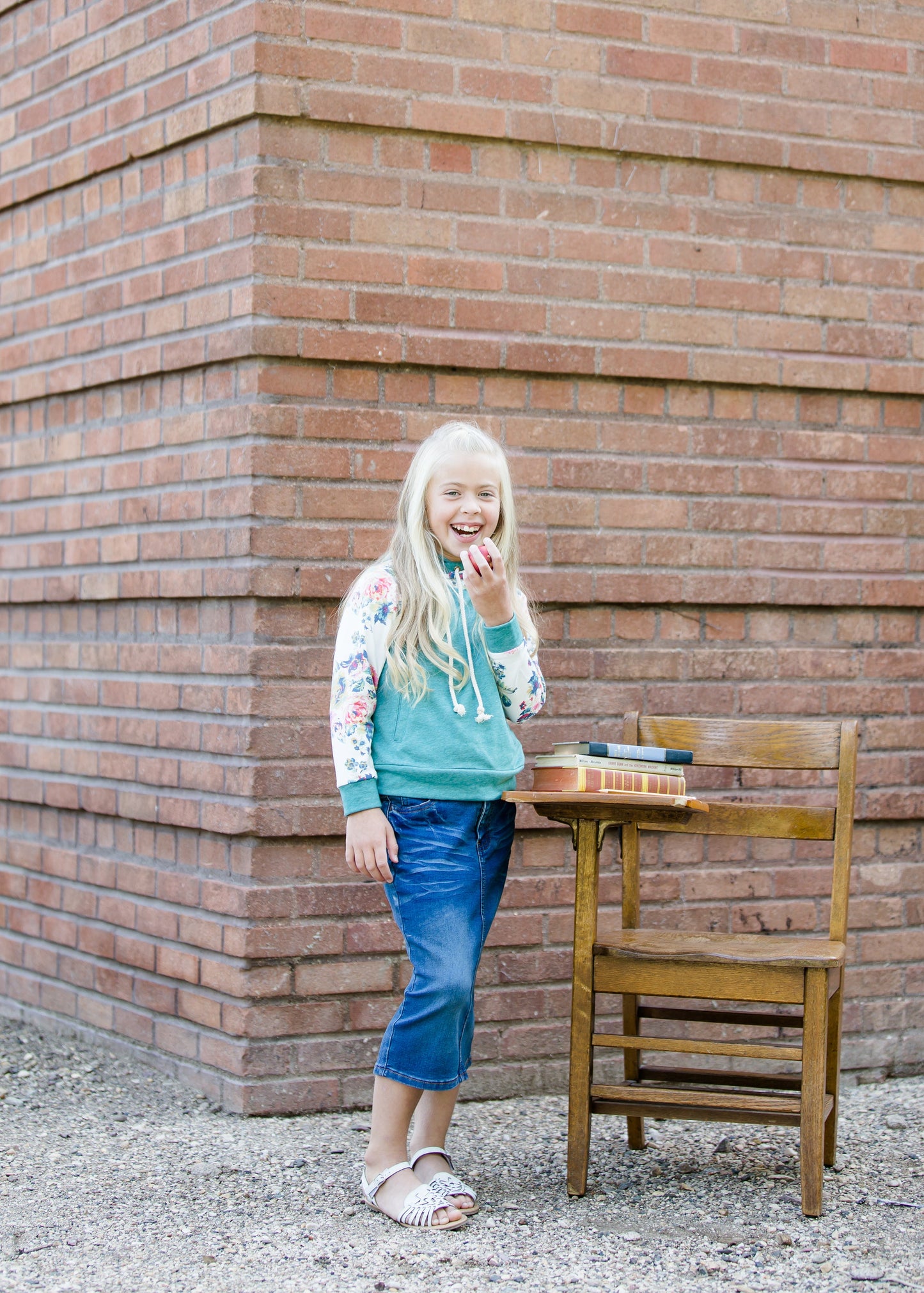 teal and floral doublehood girls sweatshirt