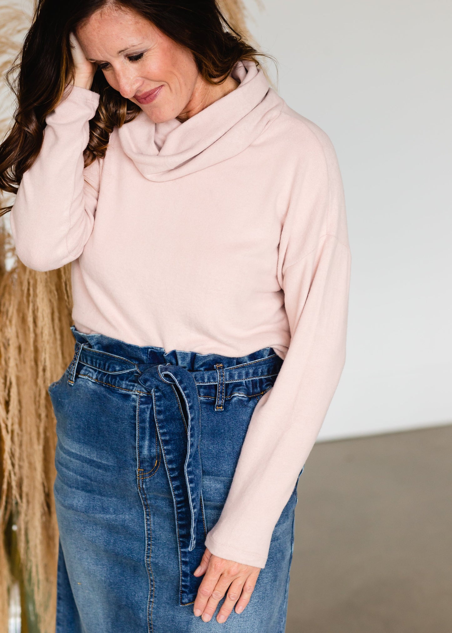 Dusty Rose Turtleneck Knit Top Shirt