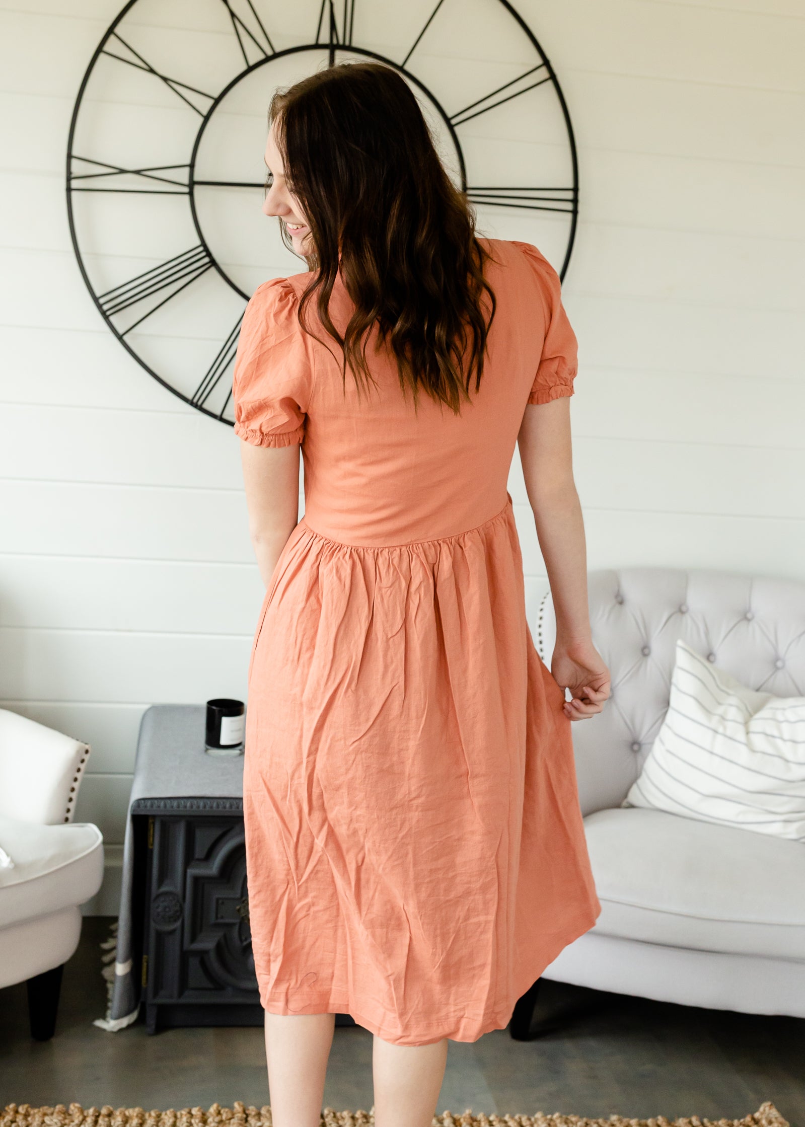 Dusty Salmon Button Front Dress - FINAL SALE Dresses