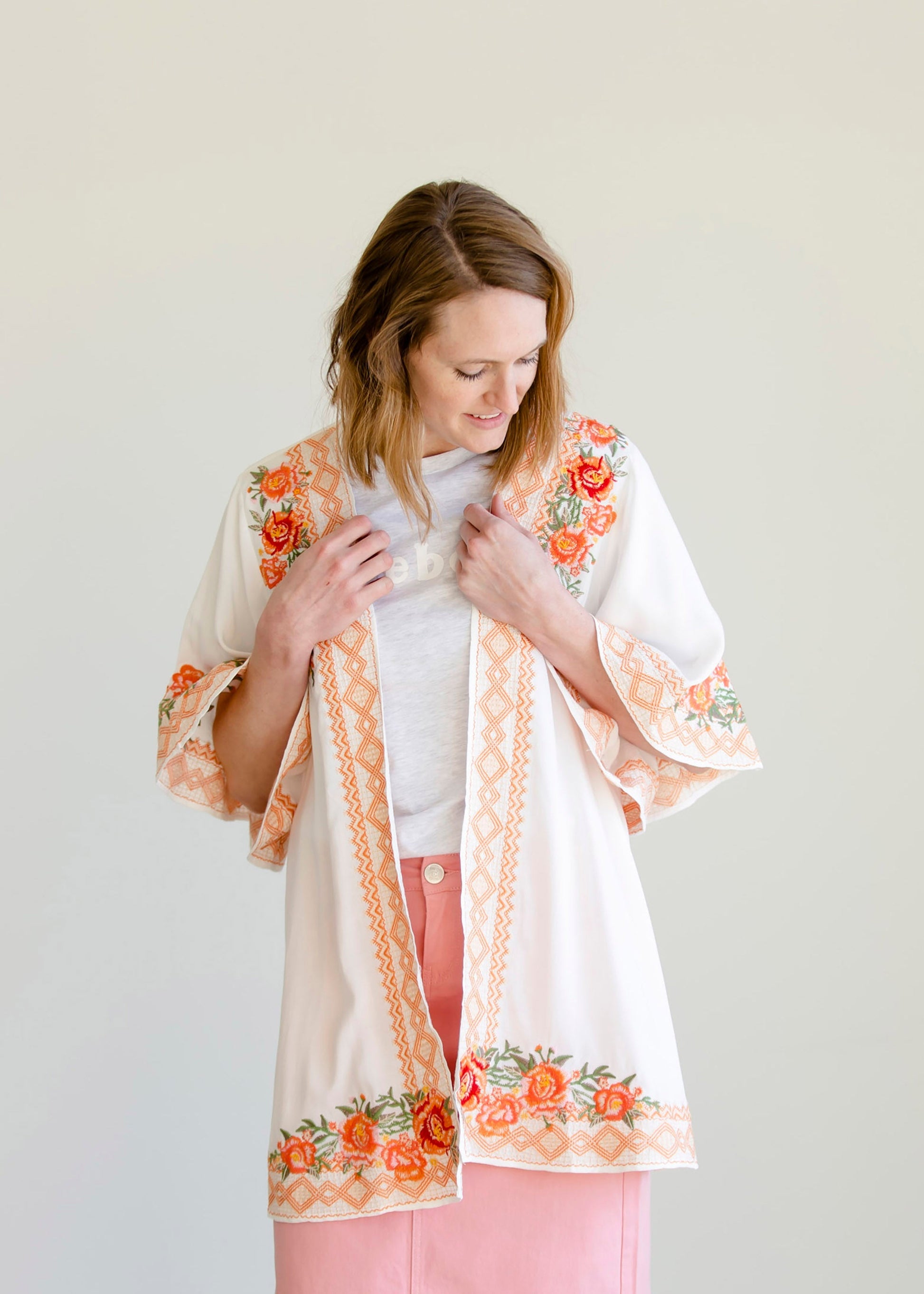 Embroidered Floral Open Front Kimono - FINAL SALE Layering Essentials