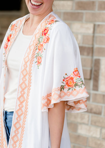 Embroidered Floral Open Front Kimono - FINAL SALE Layering Essentials