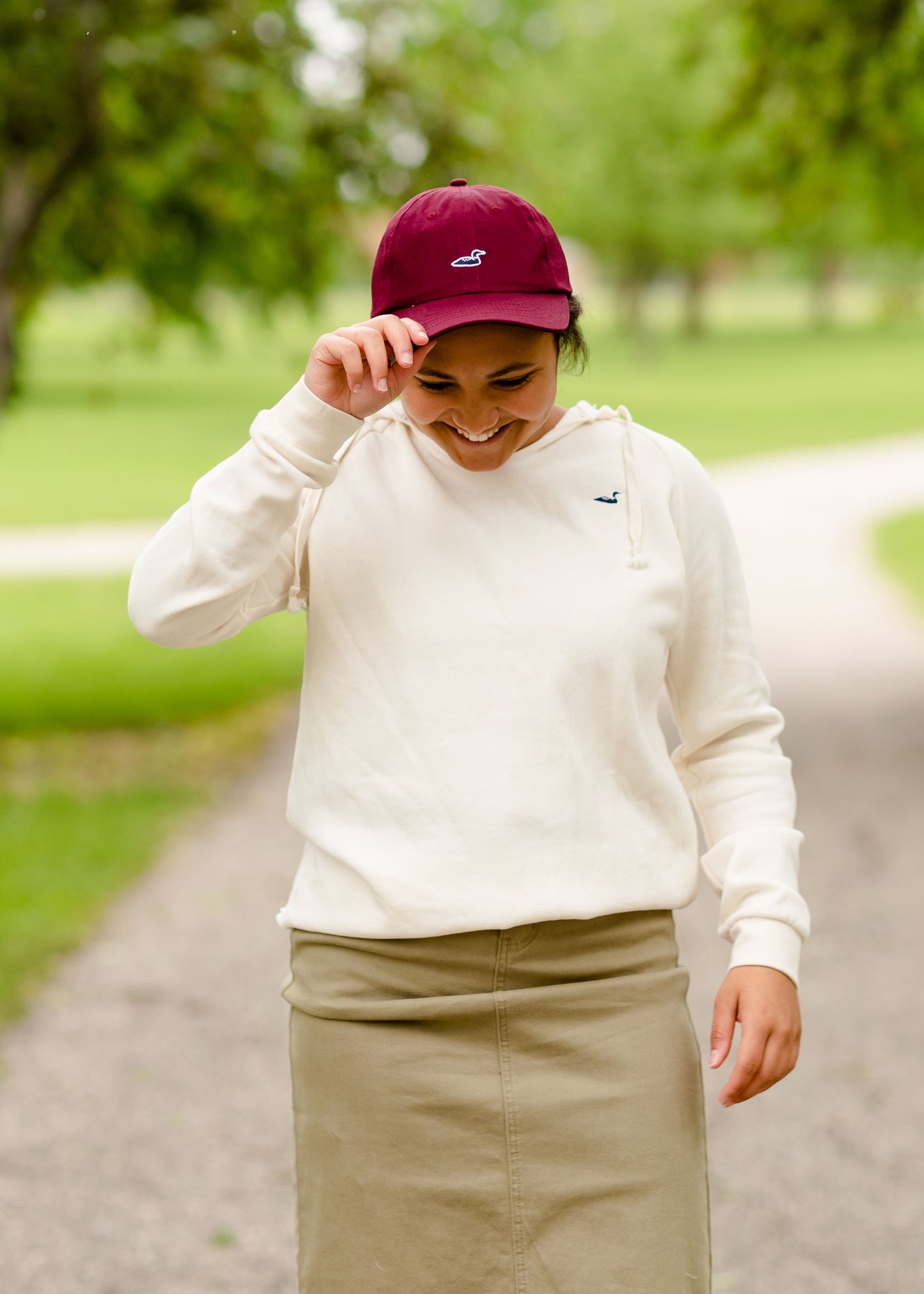 Embroidered Loon Ballcap Hat Accessories Maroon