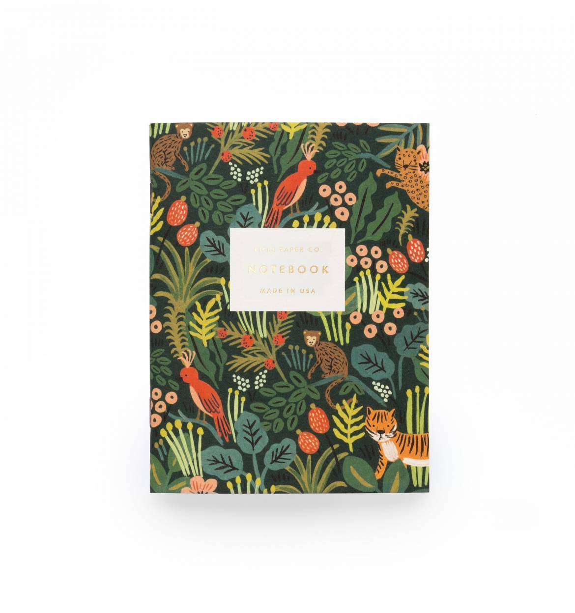 Modest and affordable rifle paper gold stripe and floral black notebook