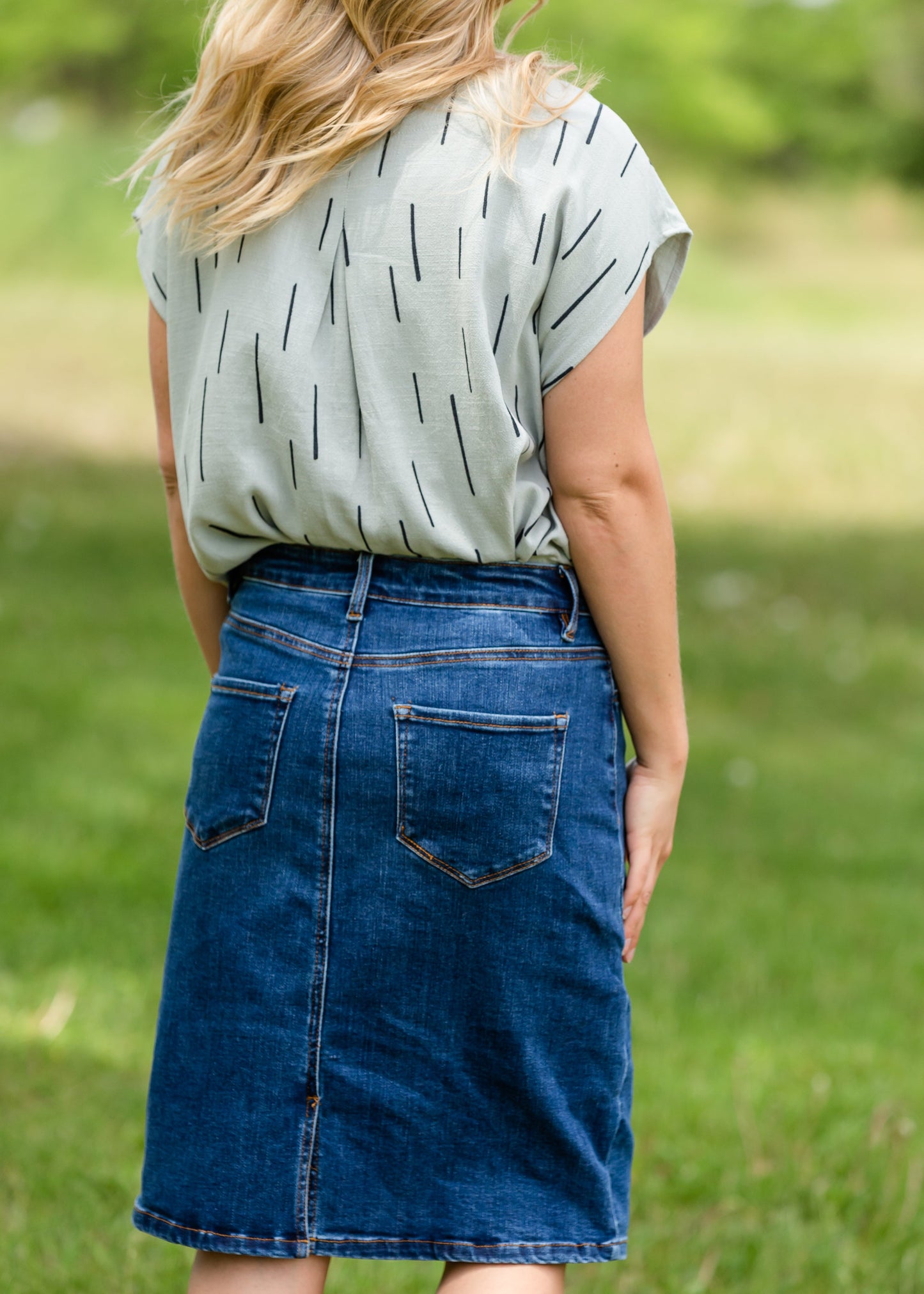 Five Button Medium Wash Jean Skirt Skirts