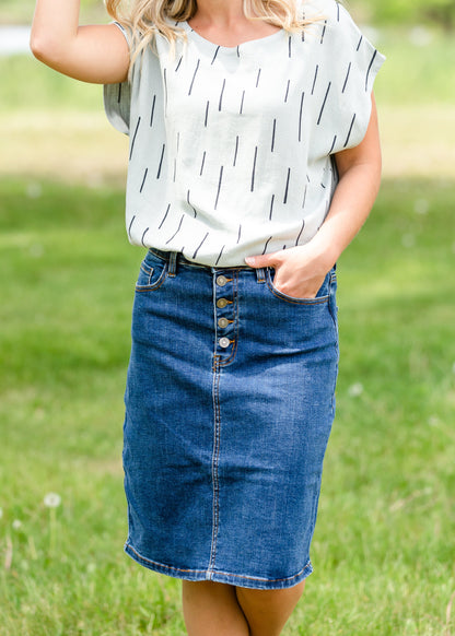 Five Button Medium Wash Jean Skirt Skirts