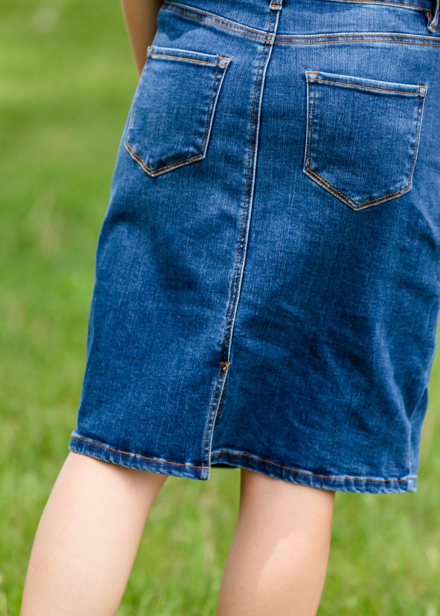 Five Button Medium Wash Jean Skirt Skirts