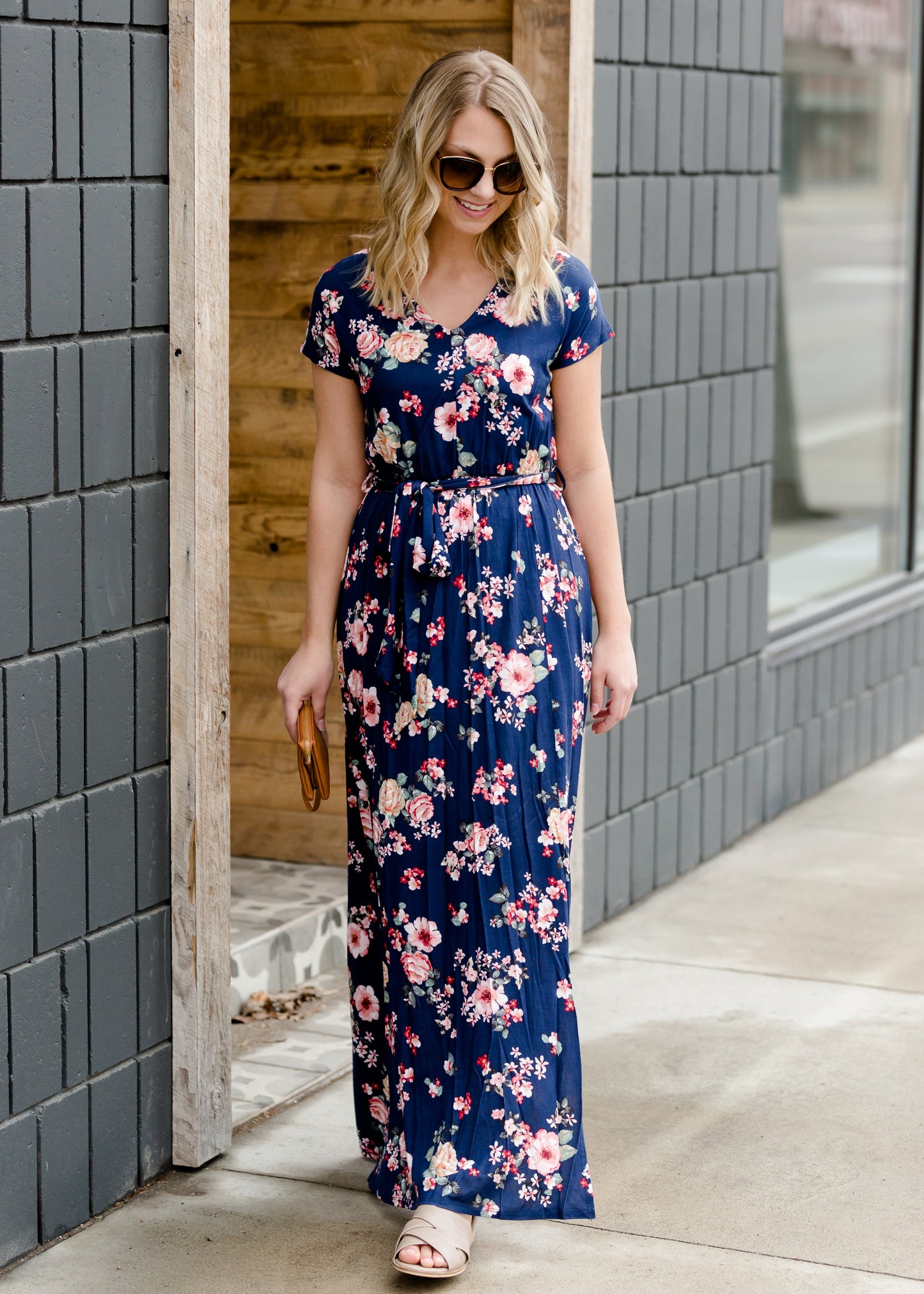 Floral Belted A-Line Maxi Dress Dresses