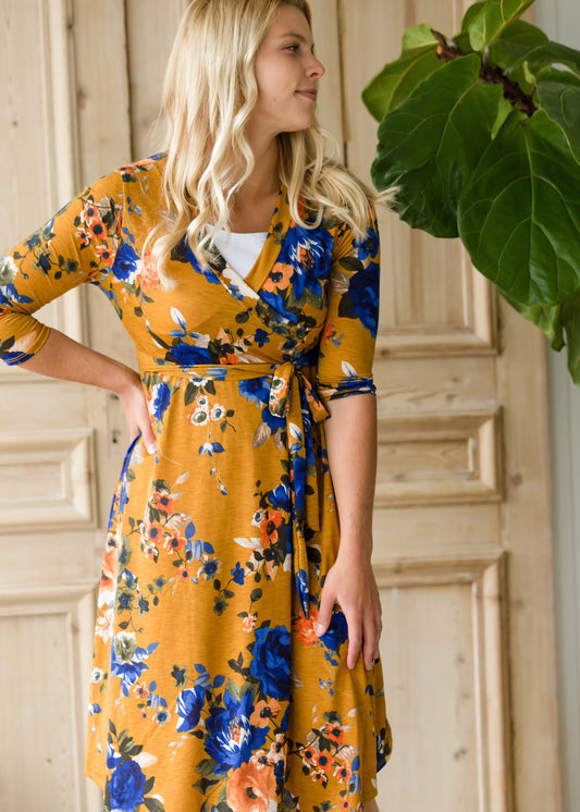 Floral Fit Wrap Midi Dress - FINAL SALE Dresses