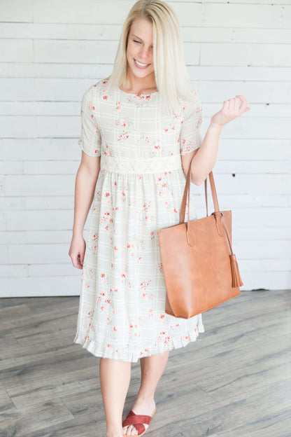 Floral Lace Midi Dress Dresses