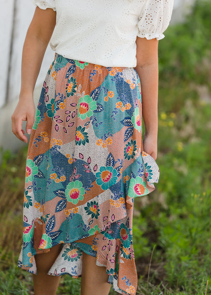 Floral Patchwork Wrap Midi Skirt - FINAL SALE Skirts