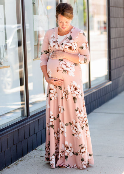 Floral Print Maxi Dress with Tie Dresses