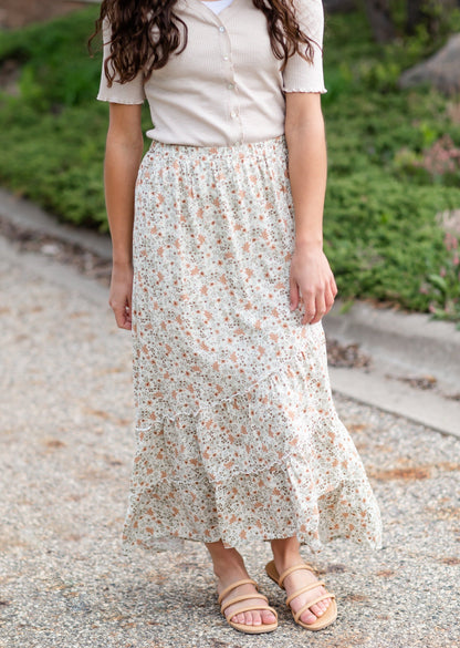 Floral Print Maxi Skirt With Ruffle Detail Skirts