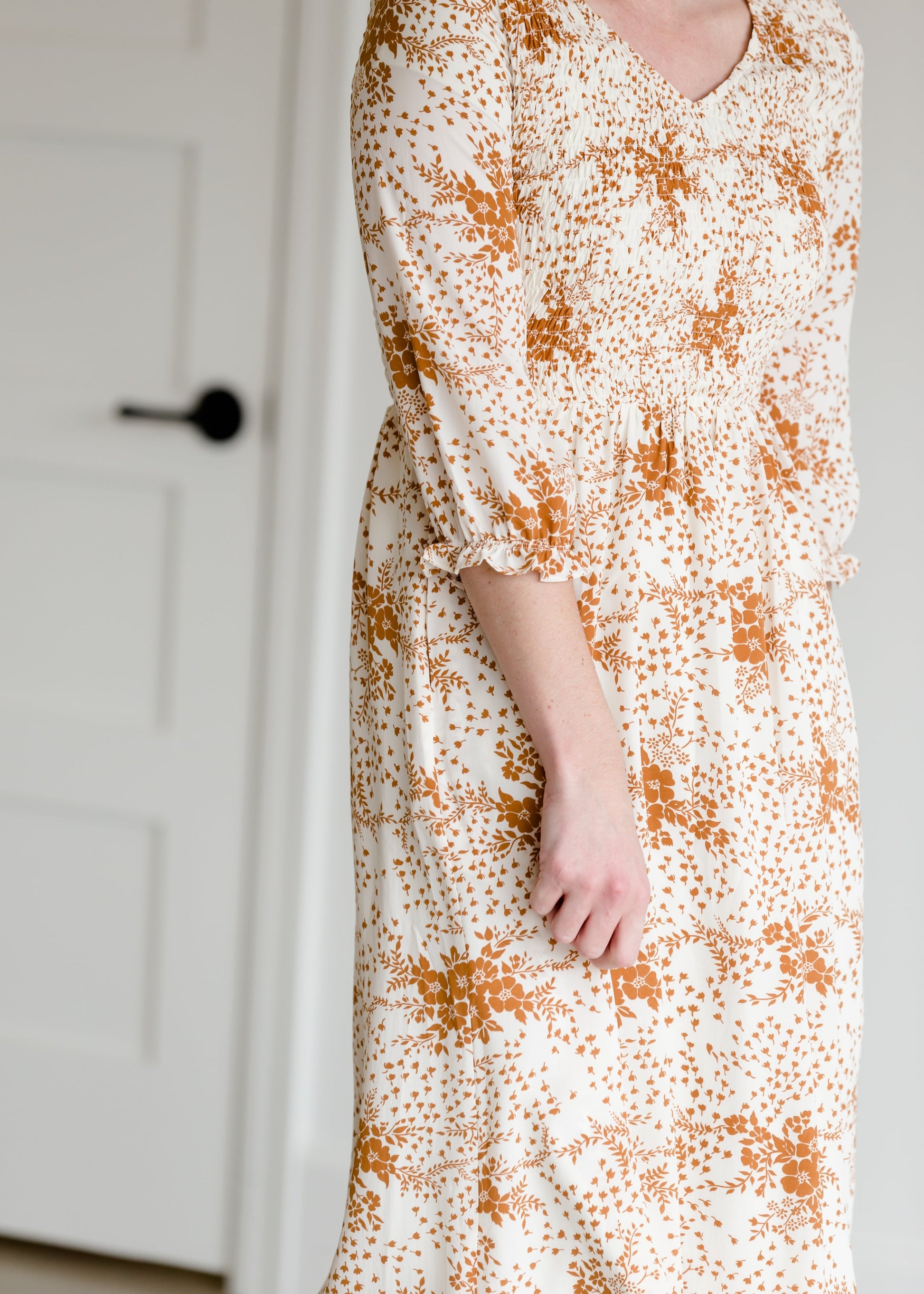 Floral Smocked Midi Dress Dresses