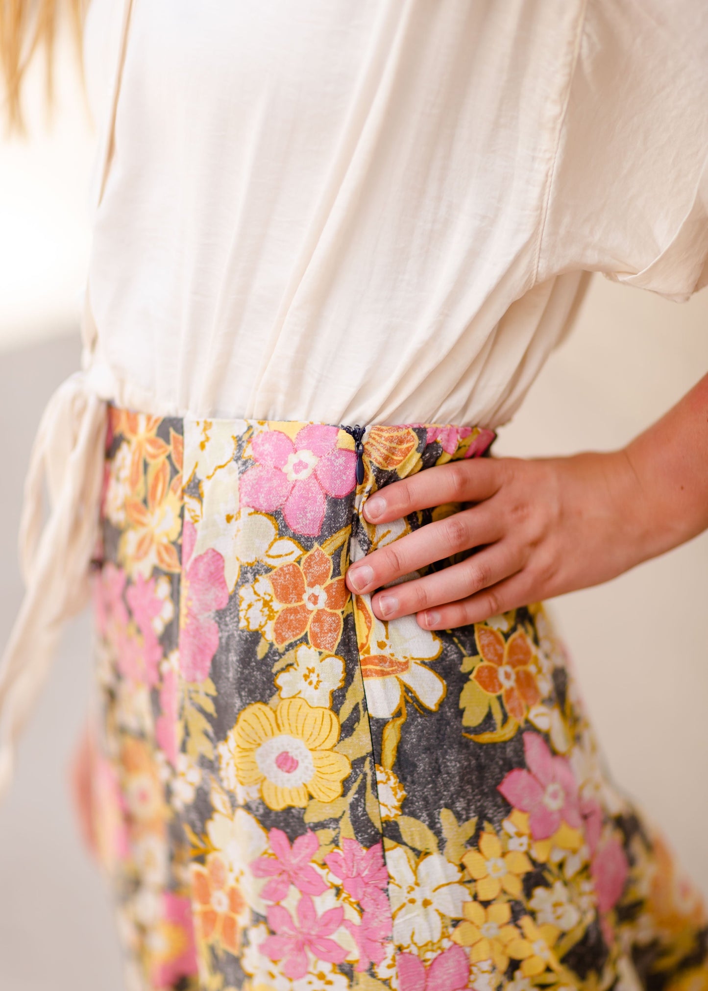 Flower Print Midi Skirt Skirts