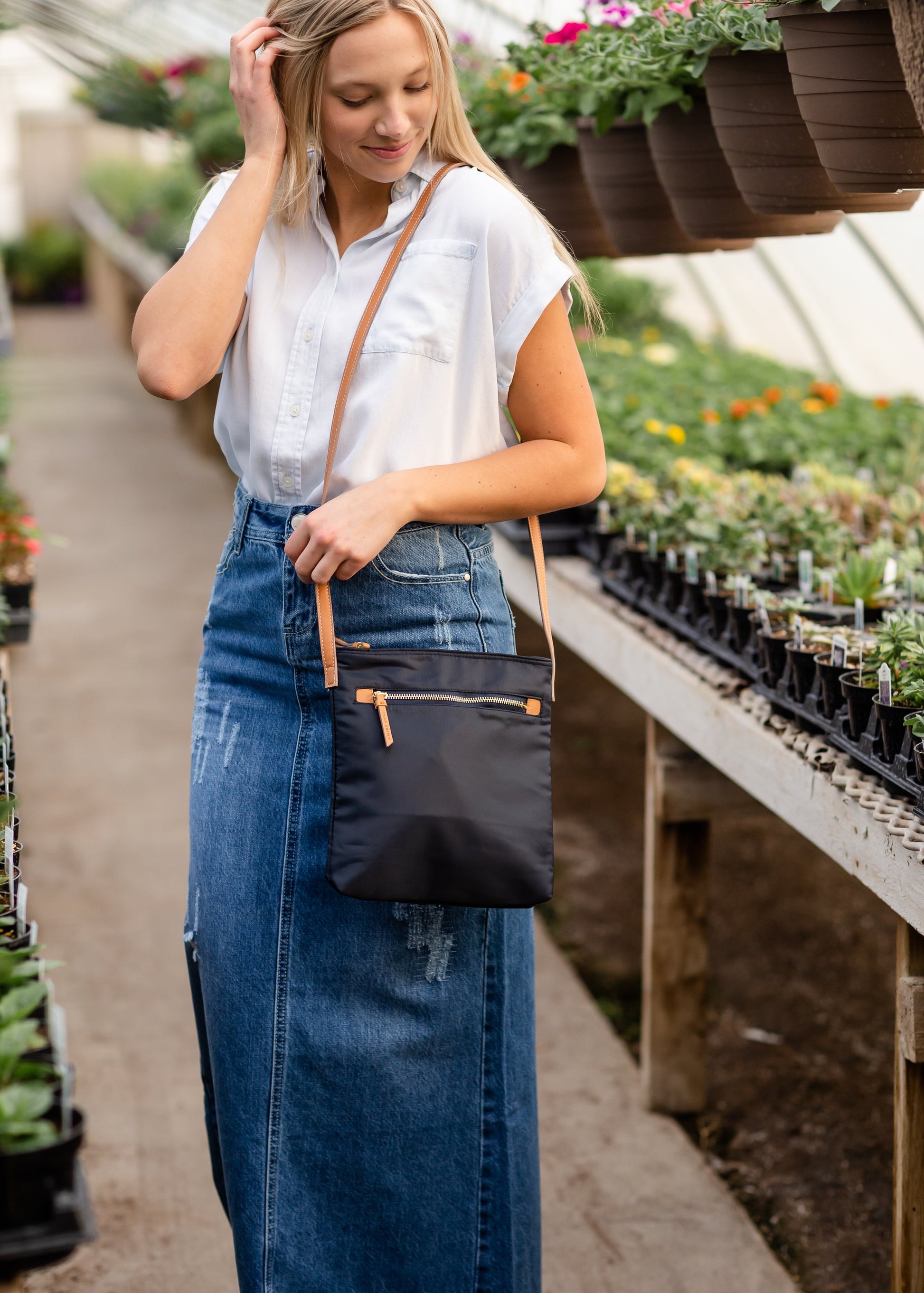 Frayed Bottom Chambray Button Up Top Shirt Thread & Supply