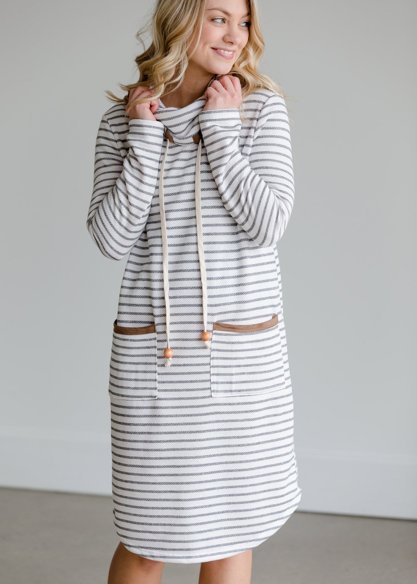 French Terry Striped Midi Dress Dresses