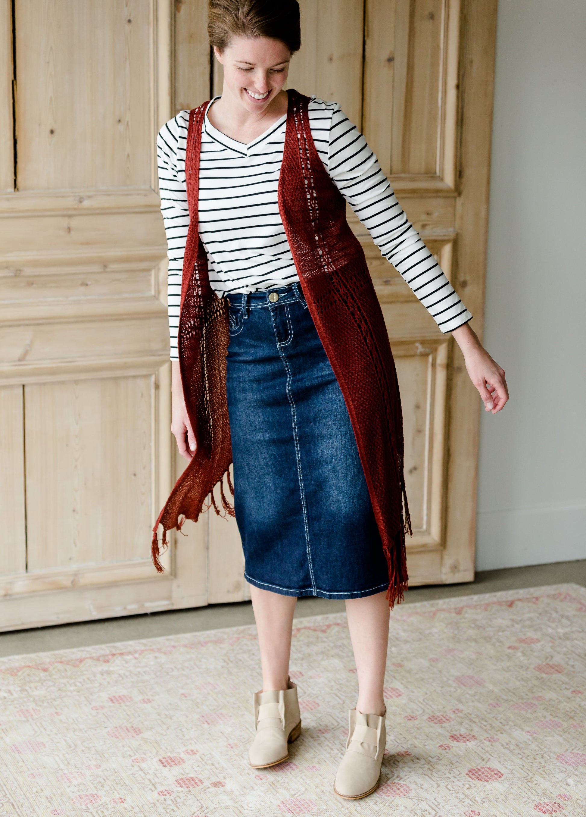 Fringe Detail Duster Vest - FINAL SALE Tops