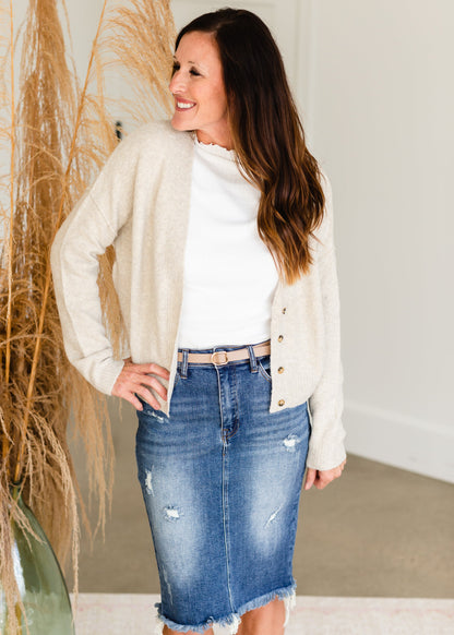 Fuzzy Cropped Button Up Cardigan - FINAL SALE Shirt