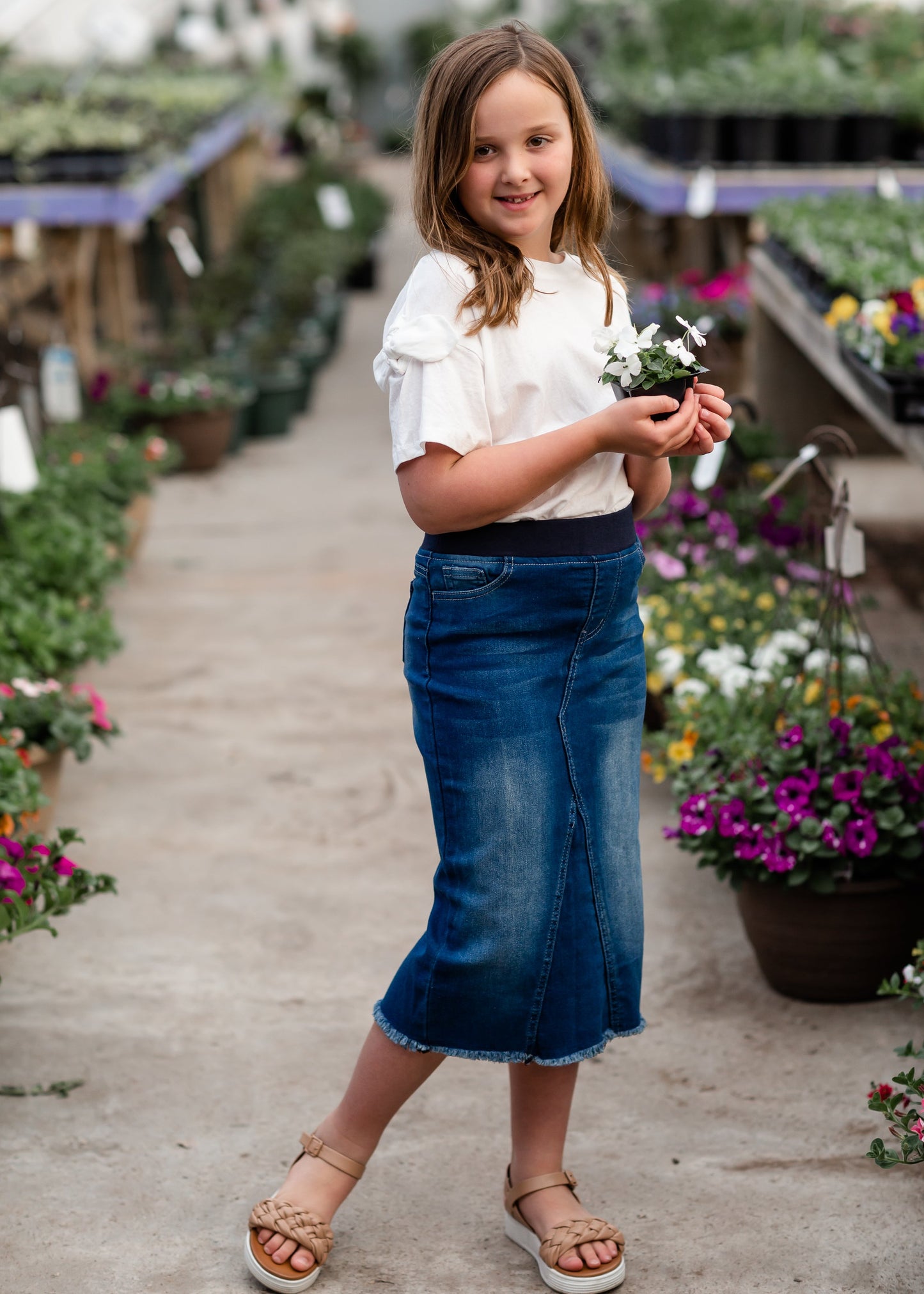 Girls A-line Frayed Bottom Denim Skirt Girls G-Gossip Apparel